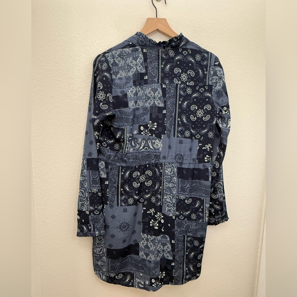 Abercrombie & Fitch Paisley Bandana Long Sleeve Drawstring Shirtdress Medium - Picture 5 of 10